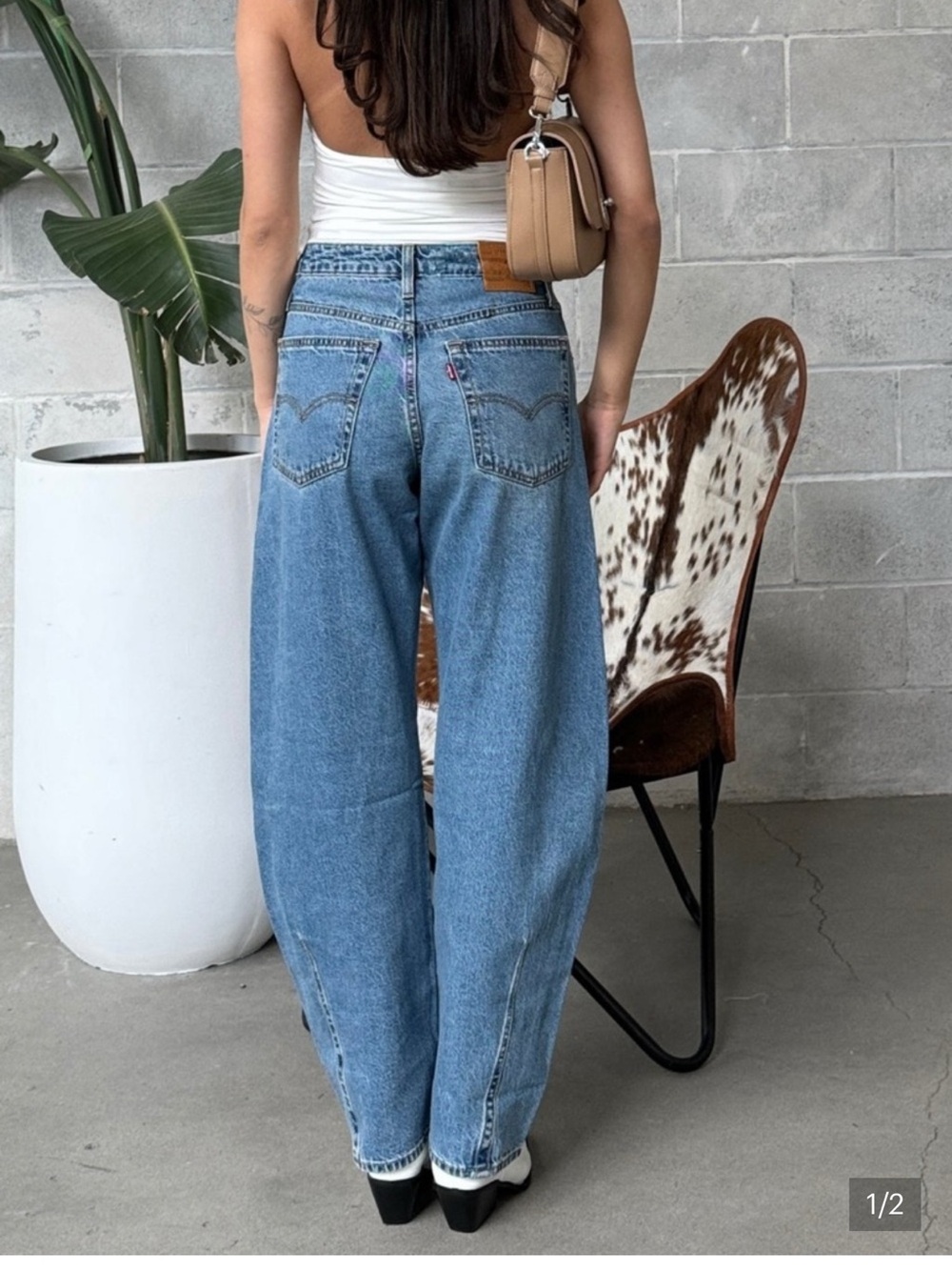 NWT Levis Premium Baggy Dad Barrel Jeans Classic Blue Denim - Picture 4 of 14